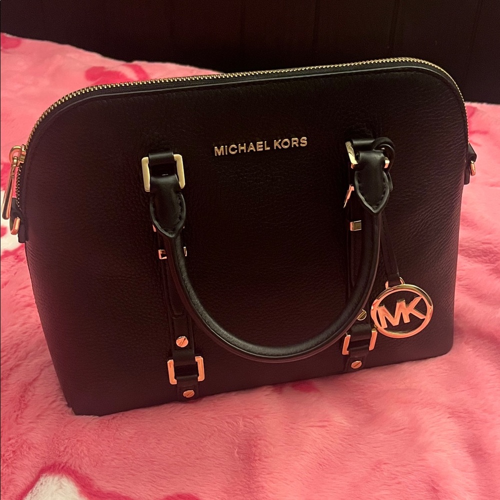 Michael Kors Black Pebbled Leather Satchel